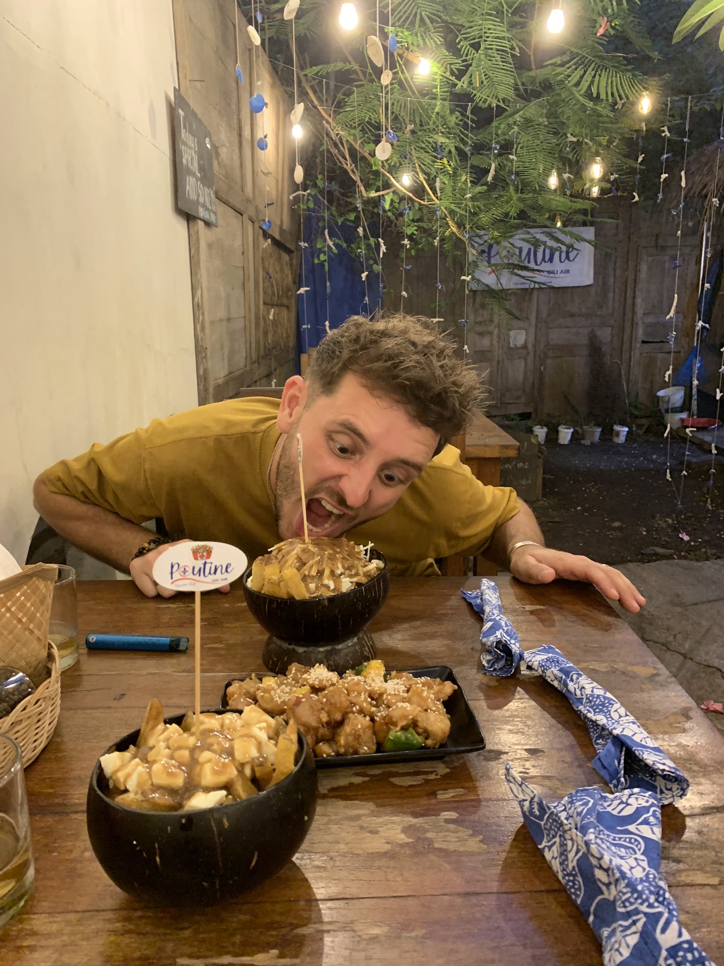Guest review photo eating poutine at Poutine Gili Air